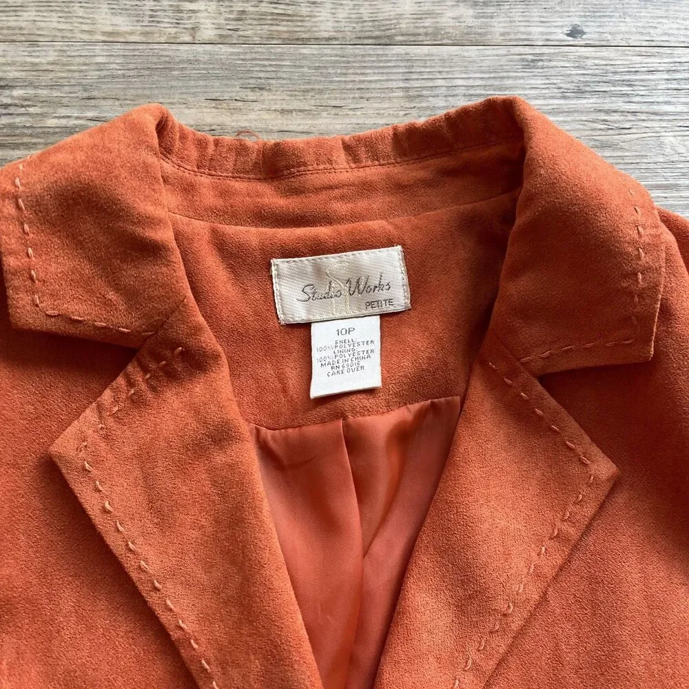 Halloween Fall Jacket Medium Button Up Orange Vintage NWT - Picture 5 of 13